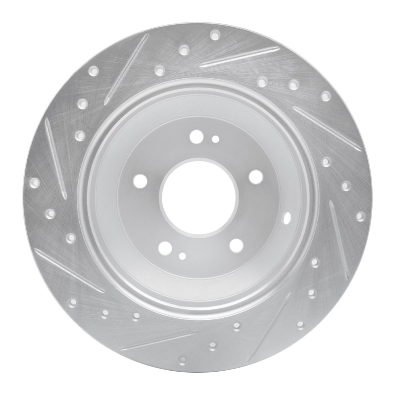 Kia Sorento Brake Rotor (1) - Rear Right - R1 Concepts - Drilled & Slotted - Silver - `15-`20